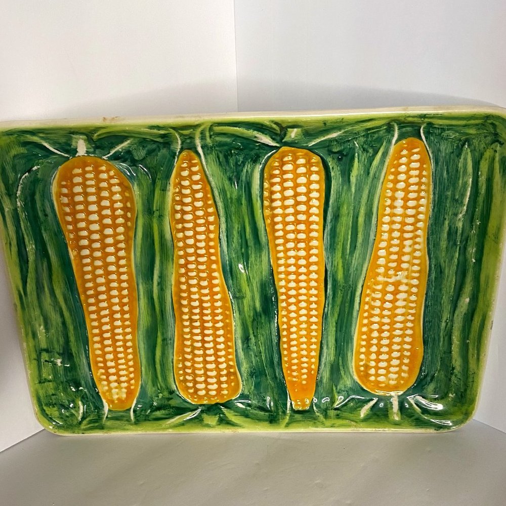 Vintage Corn Cob Platter Mid Century Ceramic Rectangular Serving Dish